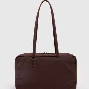 Medium Nylon Bowler Bag - Coffee