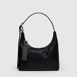 Mini Recycled Leather Shoulder Bag - Black