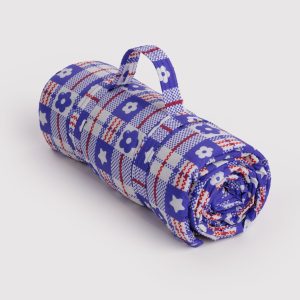 Puffy Picnic Blanket - Market Plaid Blue