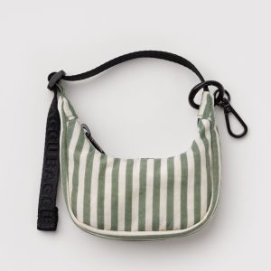 Crescent Bag Charm - Sage Stripe