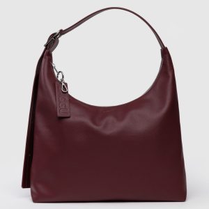 Recycled Leather Shoulder Bag - Mahogany