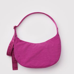 Medium Nylon Crescent Bag - Deep Fuchsia