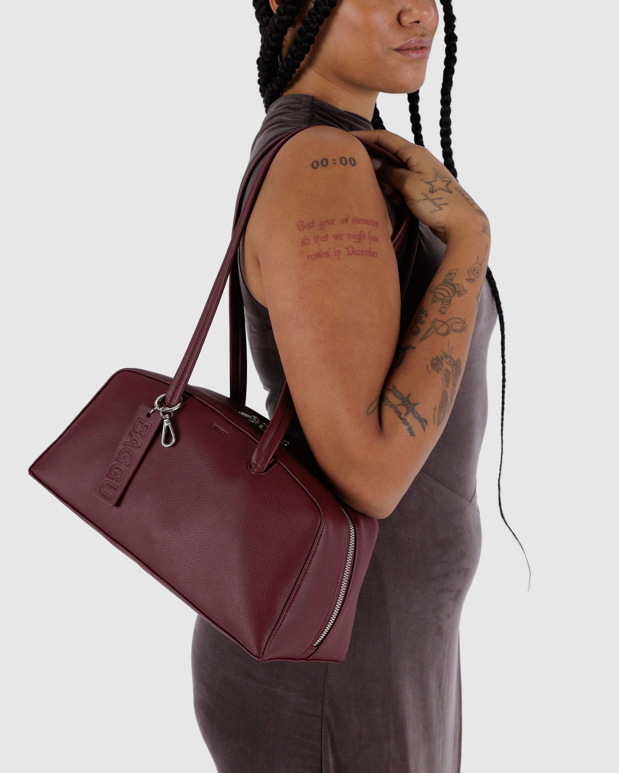 Recycled Leather Bowler Bag - Mahogany - Image 2