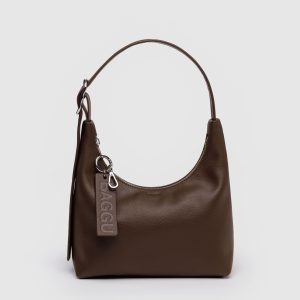 Mini Recycled Leather Shoulder Bag - Brown