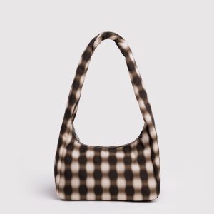 Small Nylon Meringue Bag - Blurred Gingham Brown