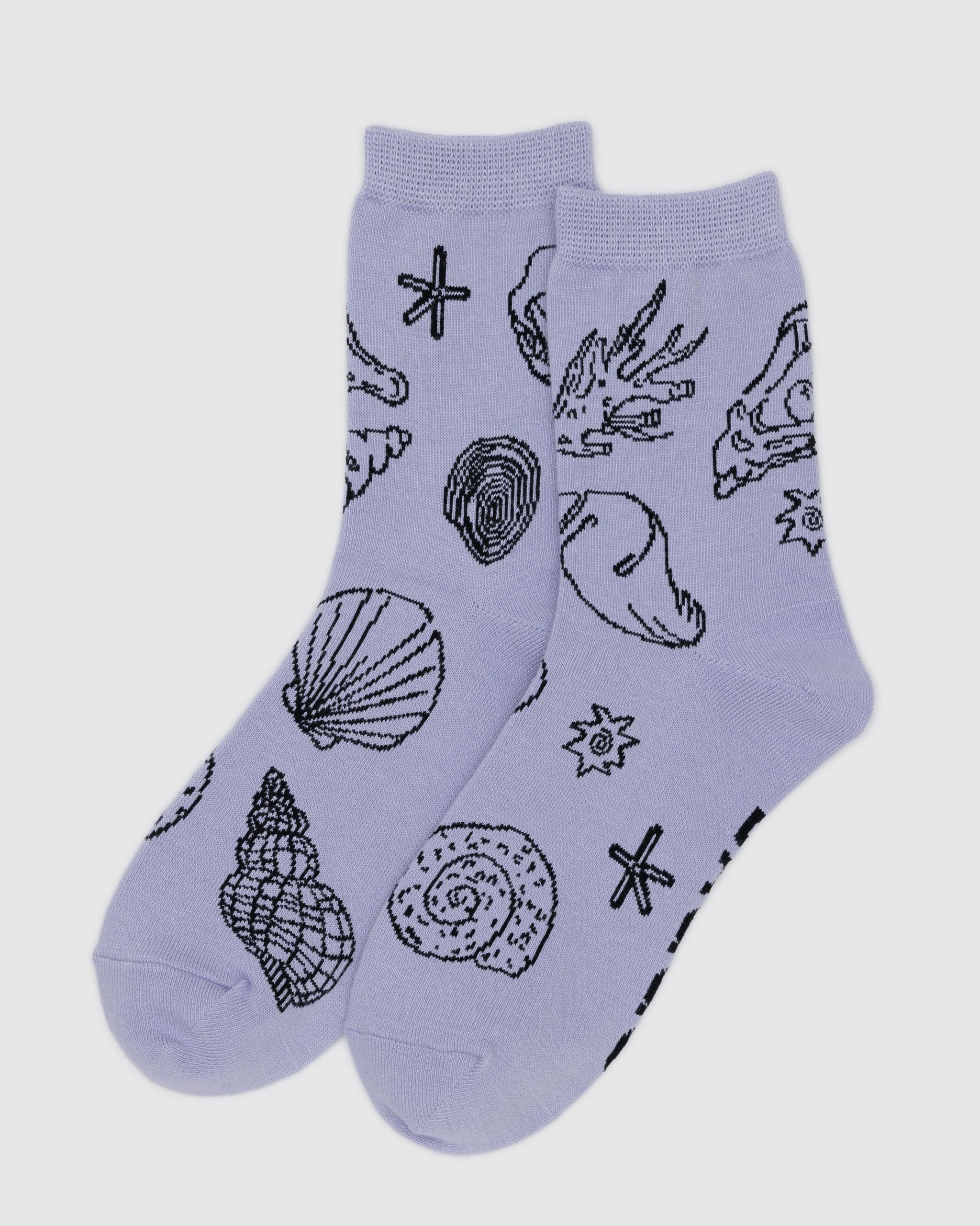 Crew Sock - Shells Light Blue