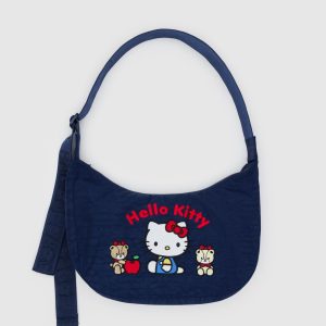 Medium Nylon Crescent Bag - Embroidered Hello Kitty & Teddy