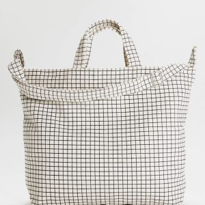 Horizontal Zip Duck Bag - Natural Grid