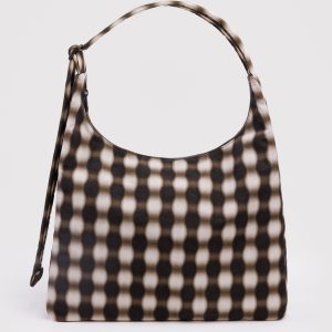 Nylon Shoulder Bag - Blurred Gingham Brown