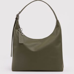 Recycled Leather Shoulder Bag - Loden