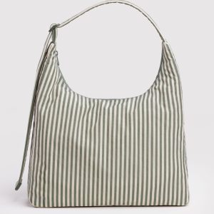 Nylon Shoulder Bag - Sage Stripe
