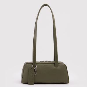 Small Recycled Leather Bowler Bag - Loden