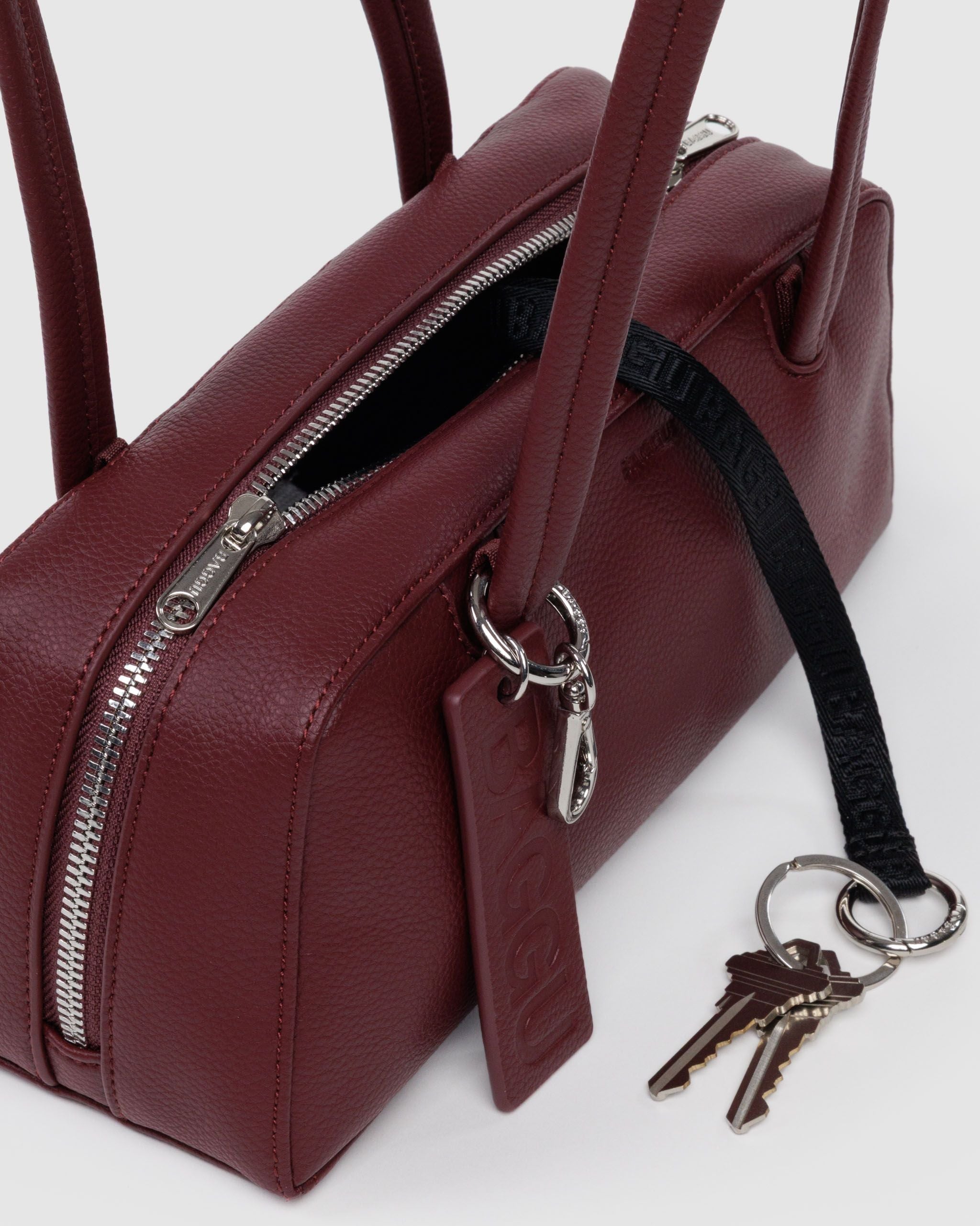 Recycled Leather Bowler Bag - Mahogany - Image 5