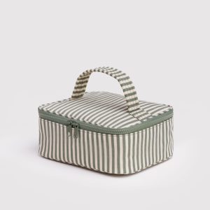 Small Cosmetic Case - Sage Stripe
