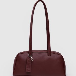 Recycled Leather Bowler Bag - Mahogany