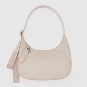 Medium Recycled Leather Crescent Bag - Stone