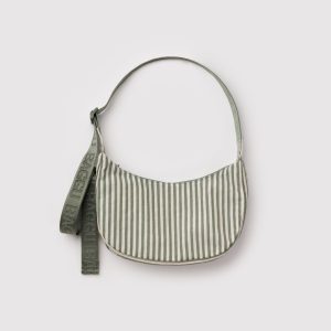 Small Nylon Crescent Bag - Sage Stripe