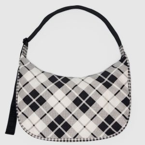 Large Nylon Crescent Bag - Mixed Plaid