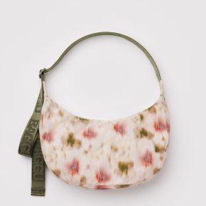 Medium Nylon Crescent Bag - Abstract Floral