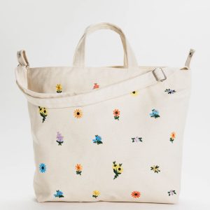 Horizontal Zip Duck Bag - Embroidered Ditsy Floral