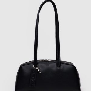 Recycled Leather Bowler Bag - Black